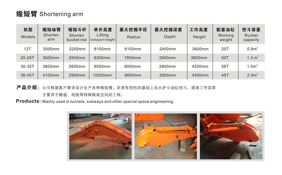 挖掘機縮短臂